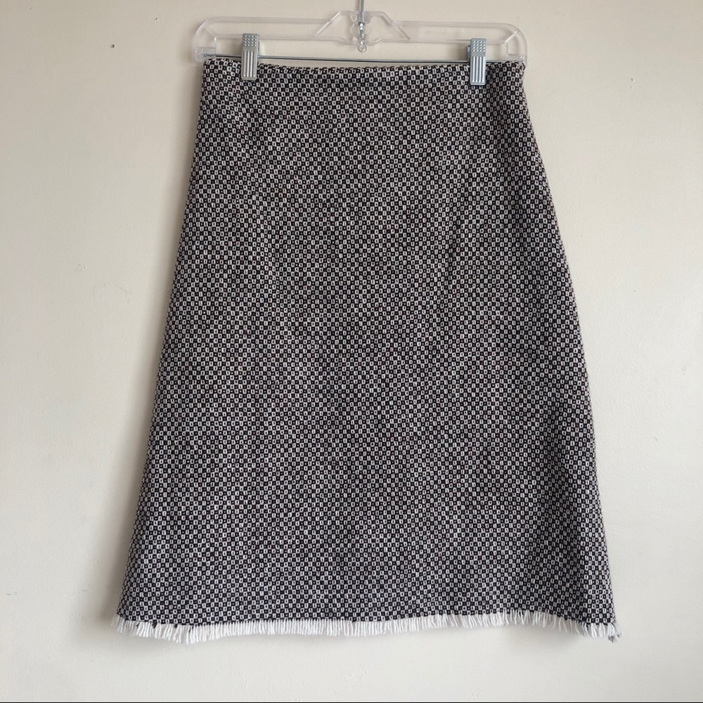 Erica Tanov Wool Blend A-line Frayed Hem Skirt Size 0